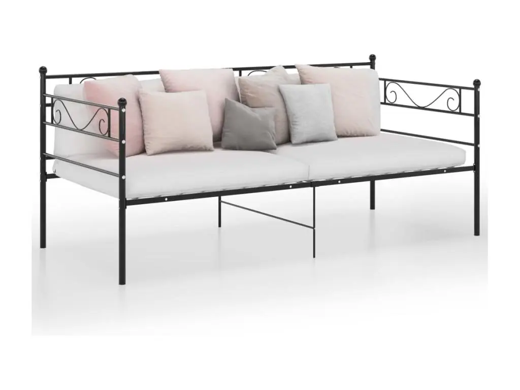 Cadre de canapé-lit Noir Métal 90x200 cm