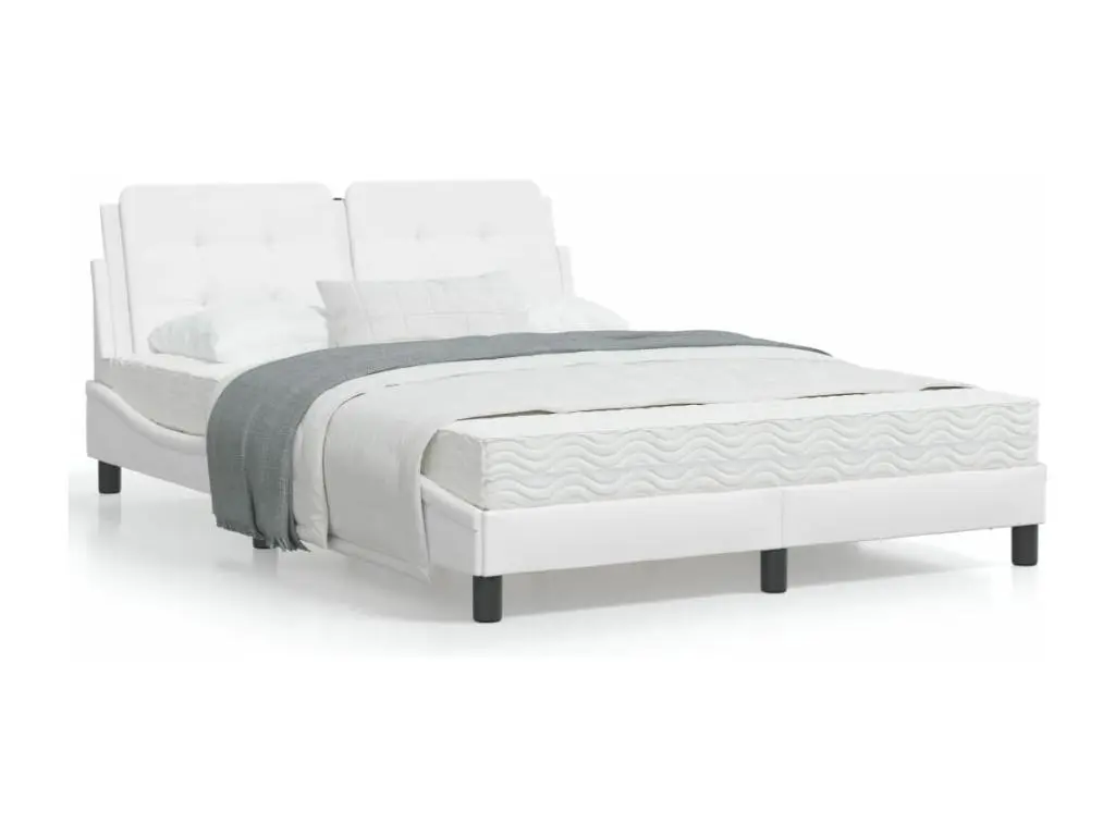 Cadre de lit avec lumières LED blanc 140x190 similicuir