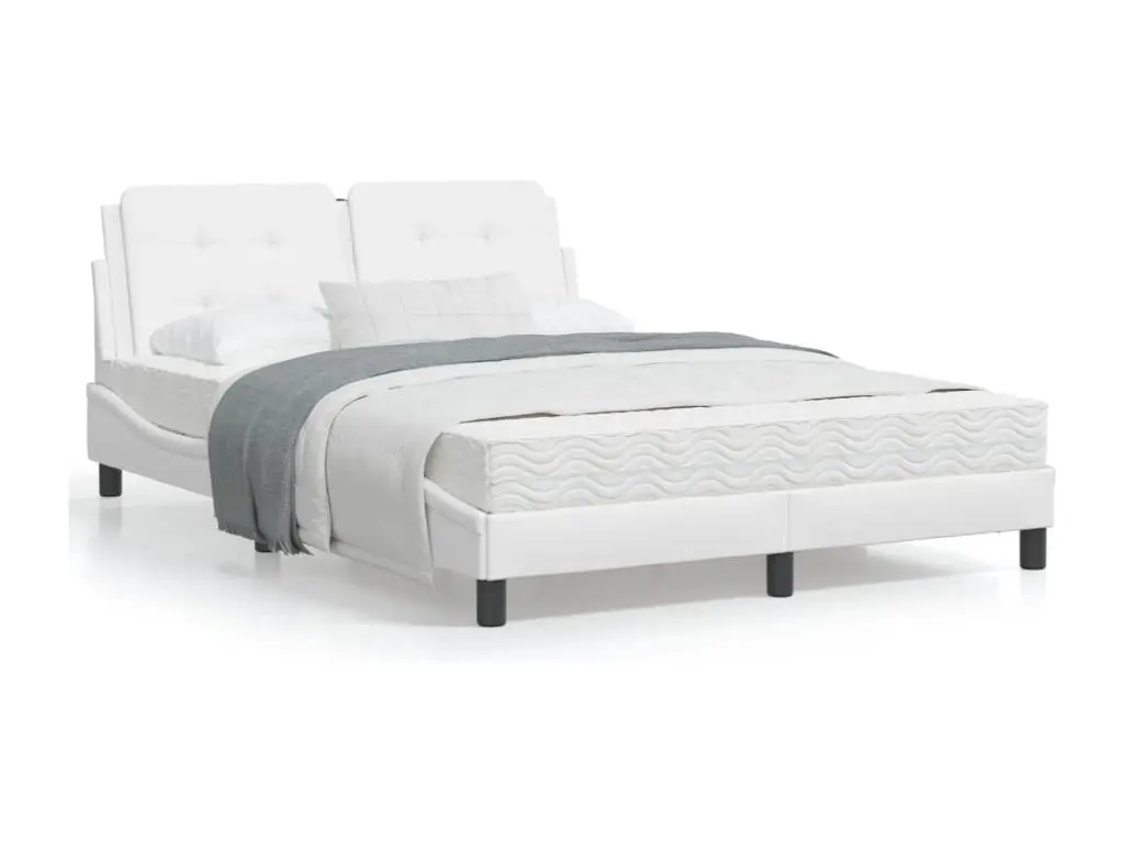 Cadre de lit avec lumières LED blanc 120x200 similicuir