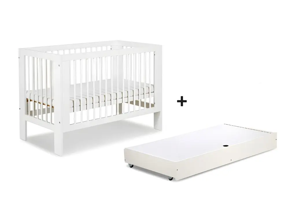 Lit bébé 120x60cm avec tiroir couleur Blanc OLIVE Lit à barreaux amovible