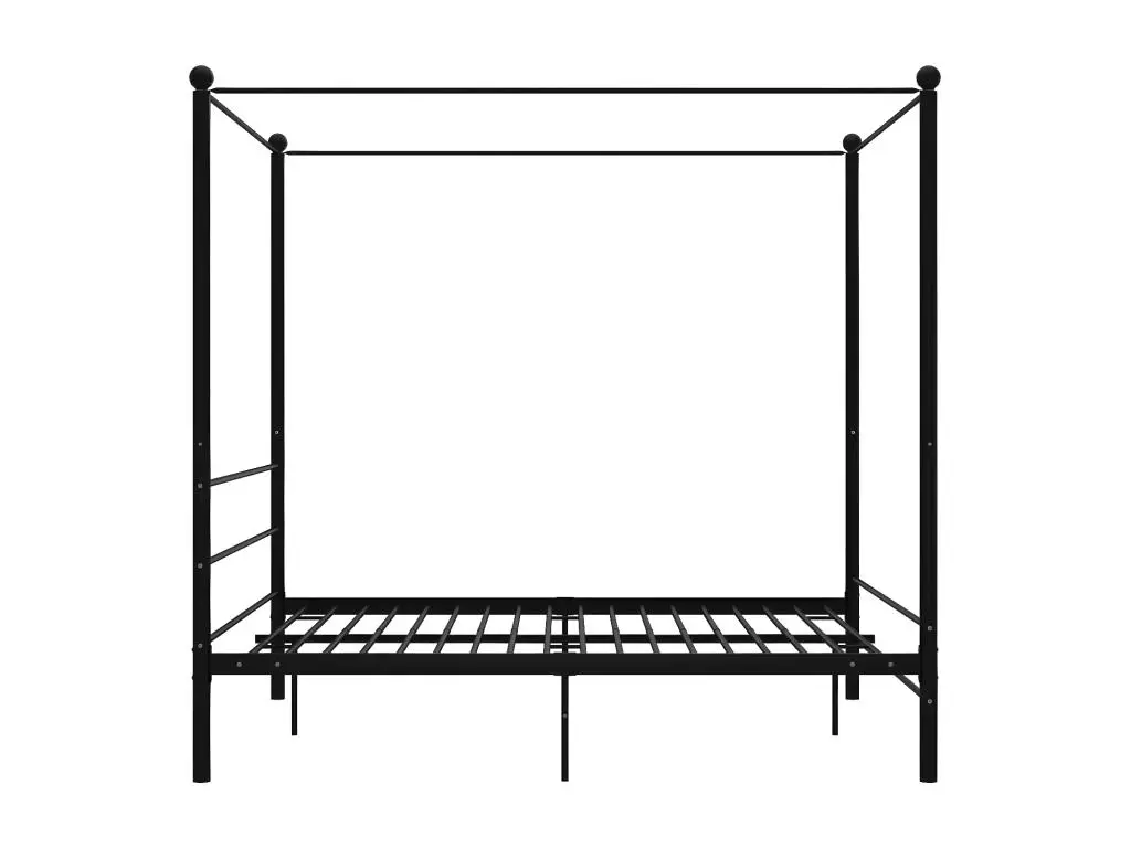 Cadre de lit à baldaquin noir 160x200 cm métal