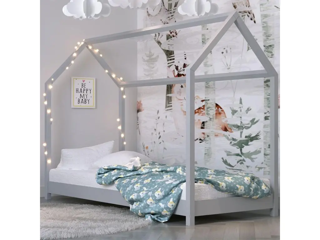 Lit cabane - Gris 90x200 cm