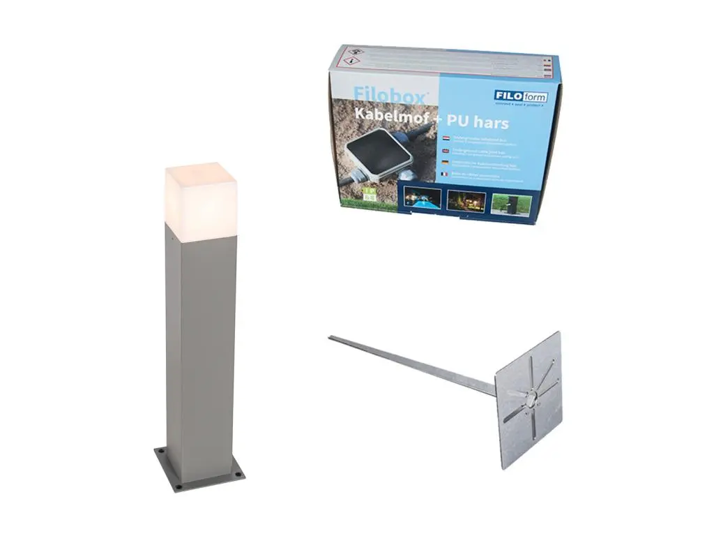 Lampe d'extérieur 50 cm grise avec tige de terre et manchon de câble - Danemark