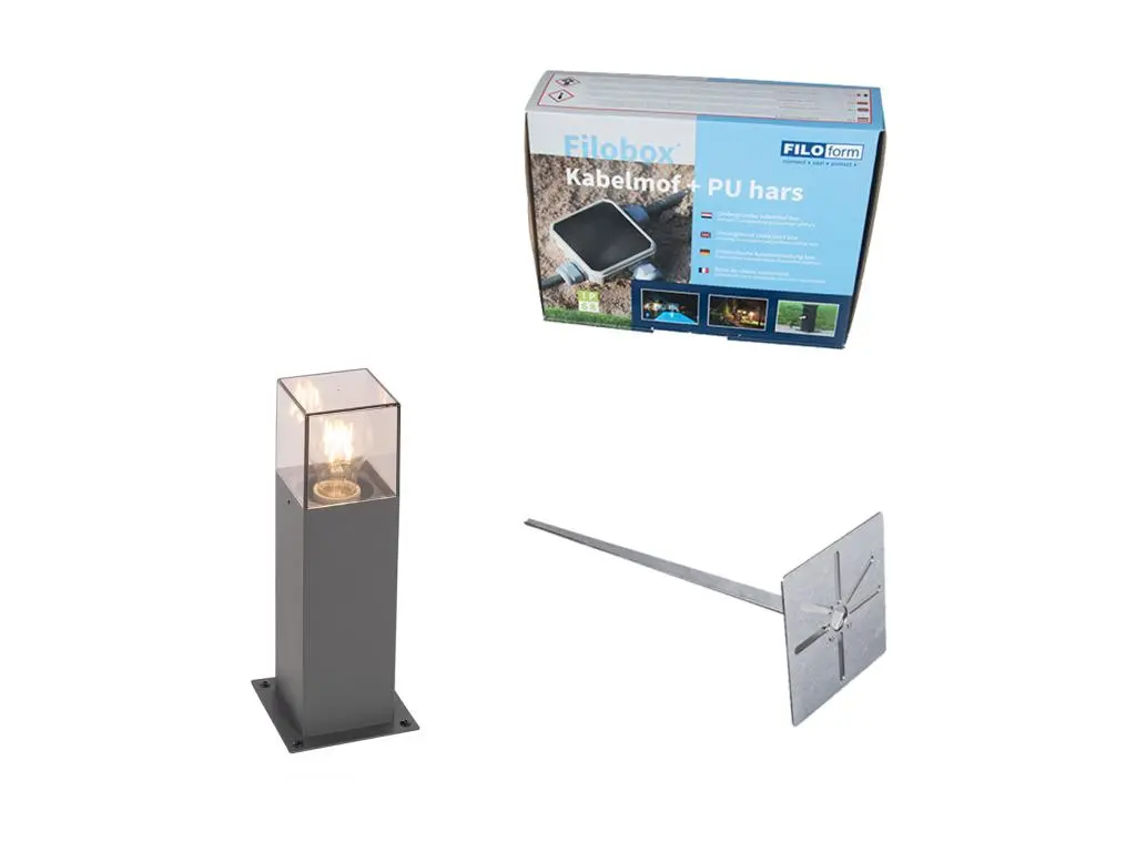 Lampe d'extérieur 30 cm anthracite avec épingle de terre et manchon de câble - Danemark