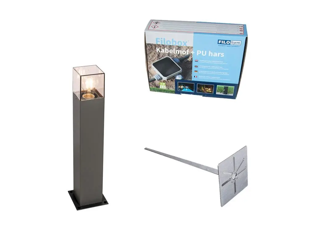 Lampe d'extérieur 50 cm anthracite avec épingle de terre et manchon de câble - Danemark