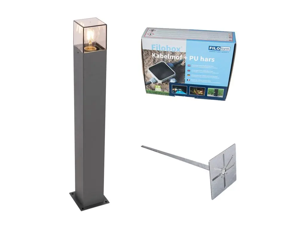 Lampe d'extérieur 70 cm anthracite avec épingle de terre et manchon de câble - Danemark