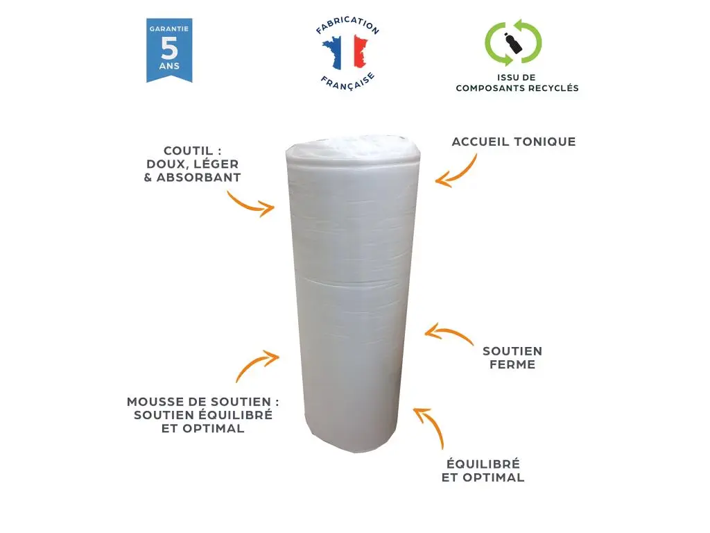 ebac Matelas mousse Madere - Hauteur 24 cm - Soutien Ferme