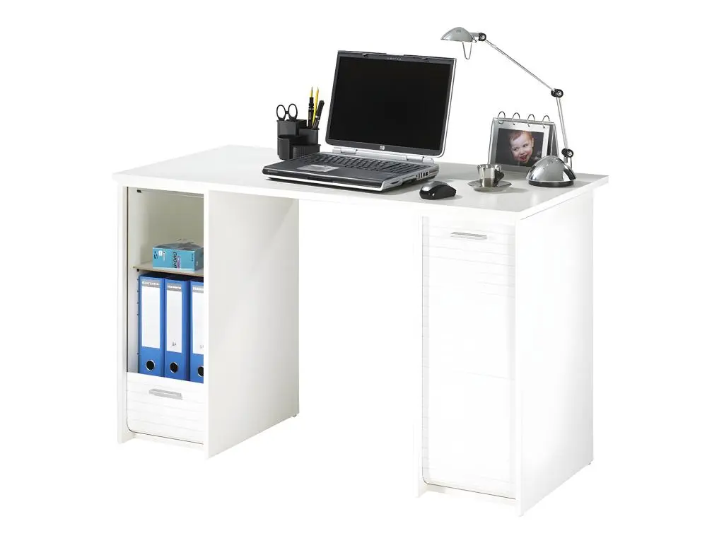 Bureau aménagé à rideaux Blanc - FENDY n°1