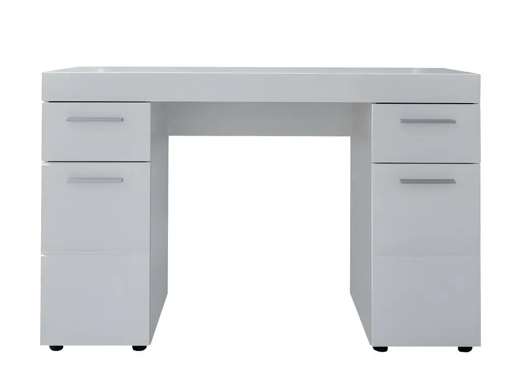 Amanda Bureau 2 portes, 2 tiroirs, blanc brillant.