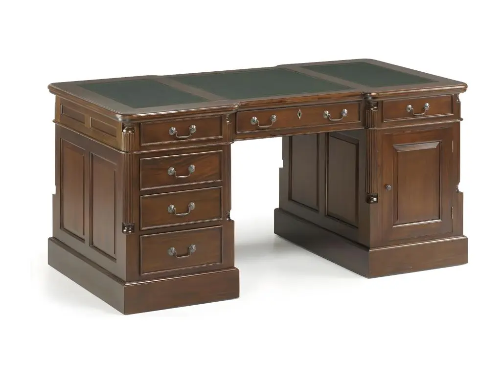 Bureau 6 Tiroirs Bois Bronze Marron 160x80x80cm - Bois-Bronze