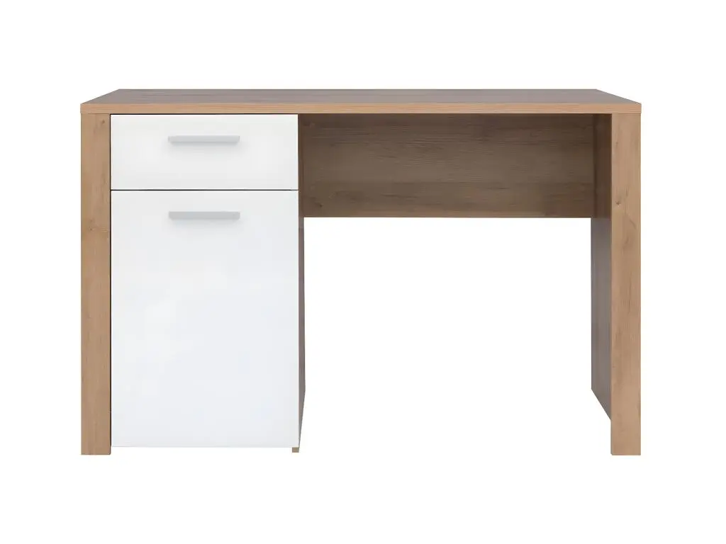 Bureau 1 porte 1 tiroir Nora Blanc et Bois