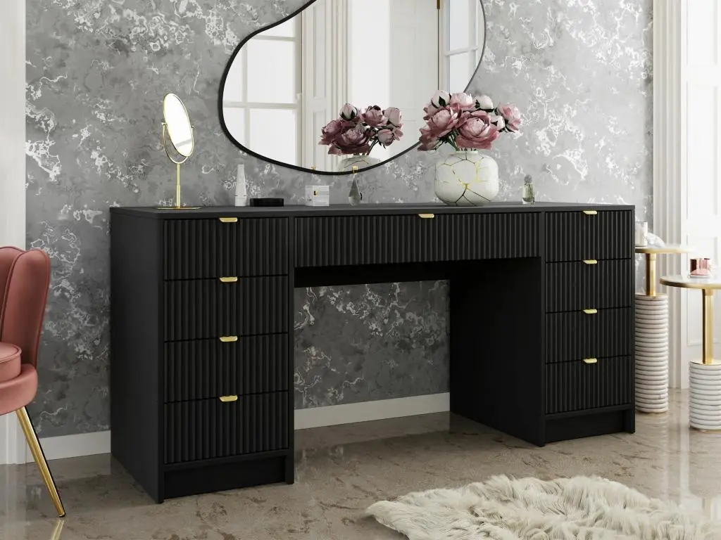 Bureau Comfivo J111, Avec tiroirs, 76x154x55cm, Noir