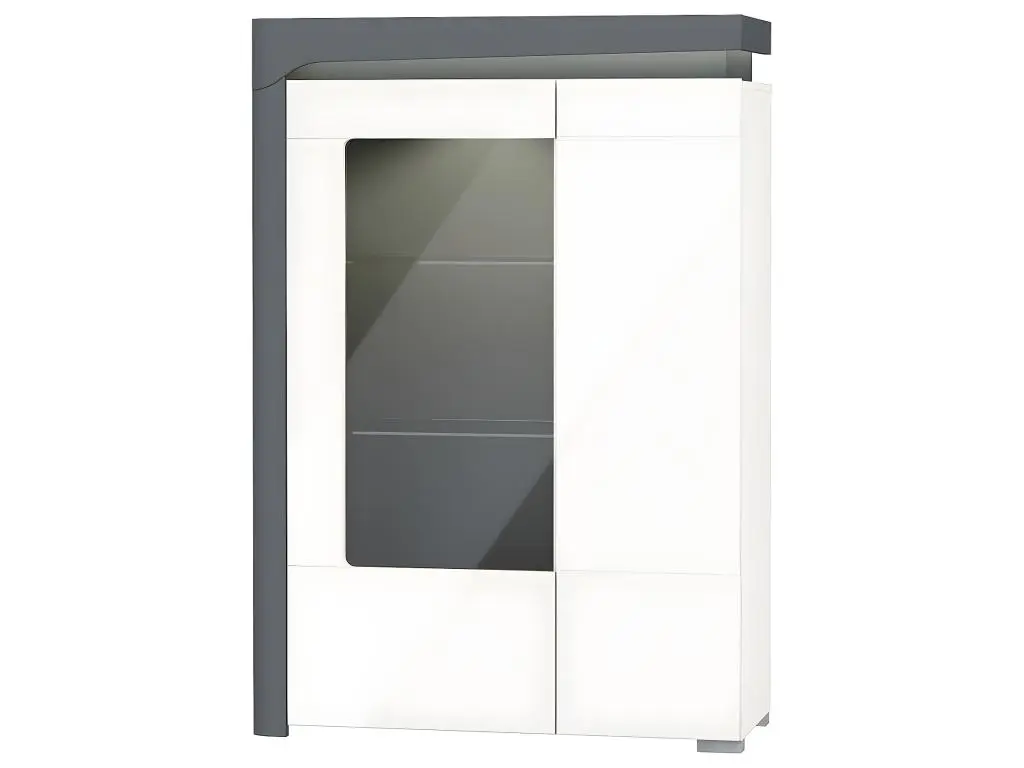 Vaisselier 2 portes gauche Teo Blanc et Gris