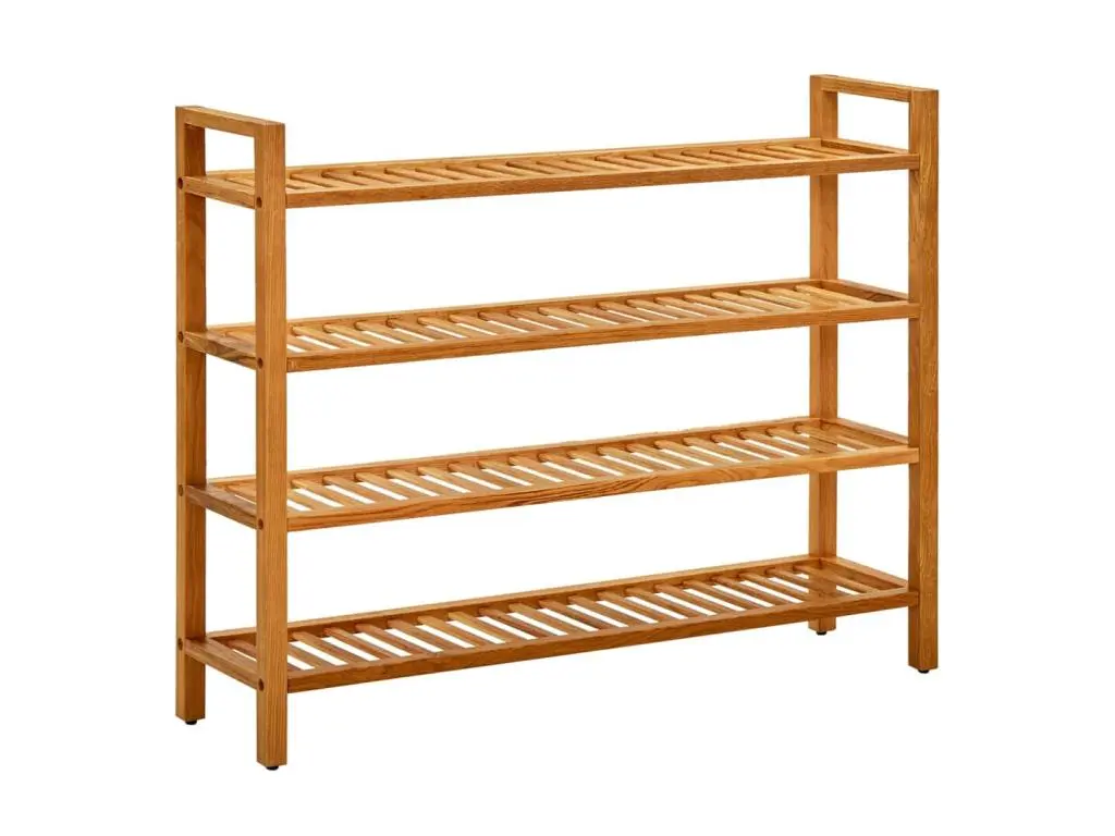 Étagère à chaussures à 4 niveaux 100x27x80 Chêne massif