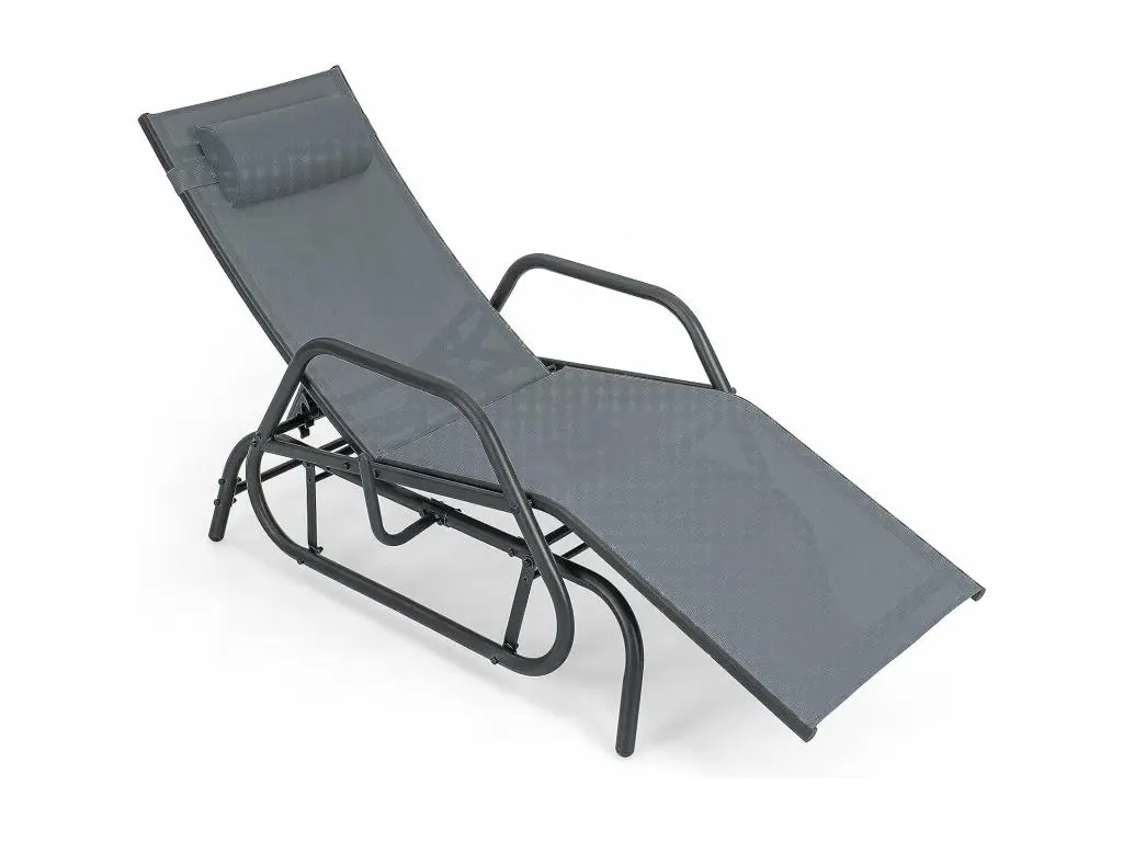 Bain de Soleil Design à Glissement à Dossier Réglable 3 Positions (Gris)