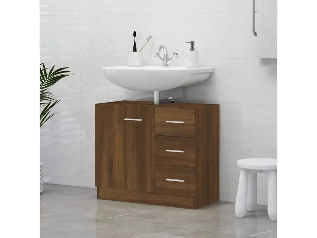 Armoire de lavabo Chêne marron 63x30x54 cm Bois d'ingénierie