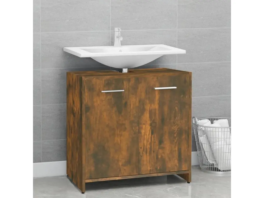 Armoire de bain Chêne fumé 60x33x60 cm Bois d'ingénierie