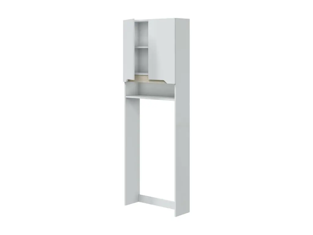 Meuble /étagère dessus WC de salle de bain 60cm avec 2 portes coloris blanc et cambrian - Longueur 60 x Profondeur 23 x Hauteur 180 cm