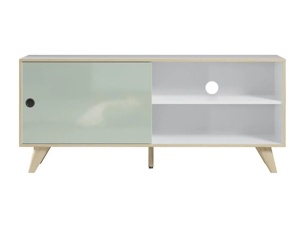 Adelaide table TV 1 porte, 1 tablette blanc,vert.