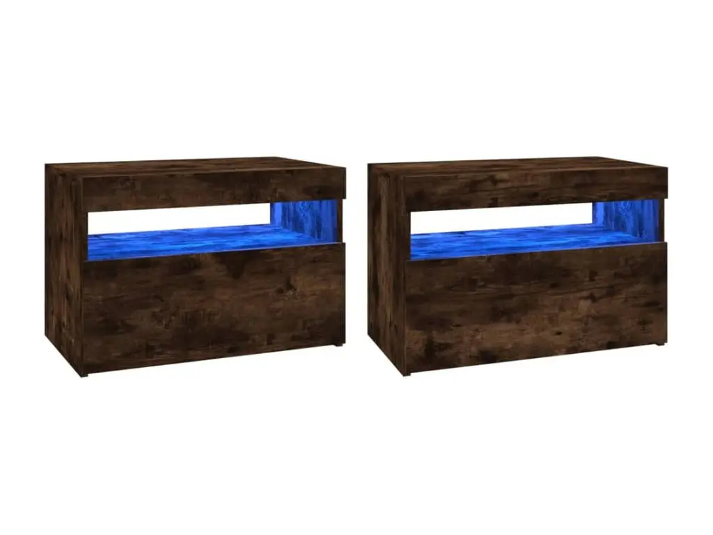 Meubles TV 2 pièces avec lumières LED Chêne fumé 60x35x40 cm
