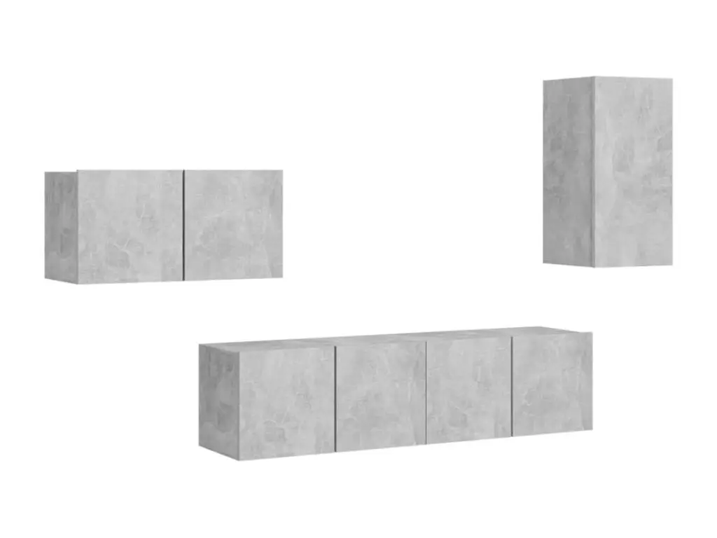 Clicnbuy Ensemble de meuble TV 4 pièces Gris béton Aggloméré
