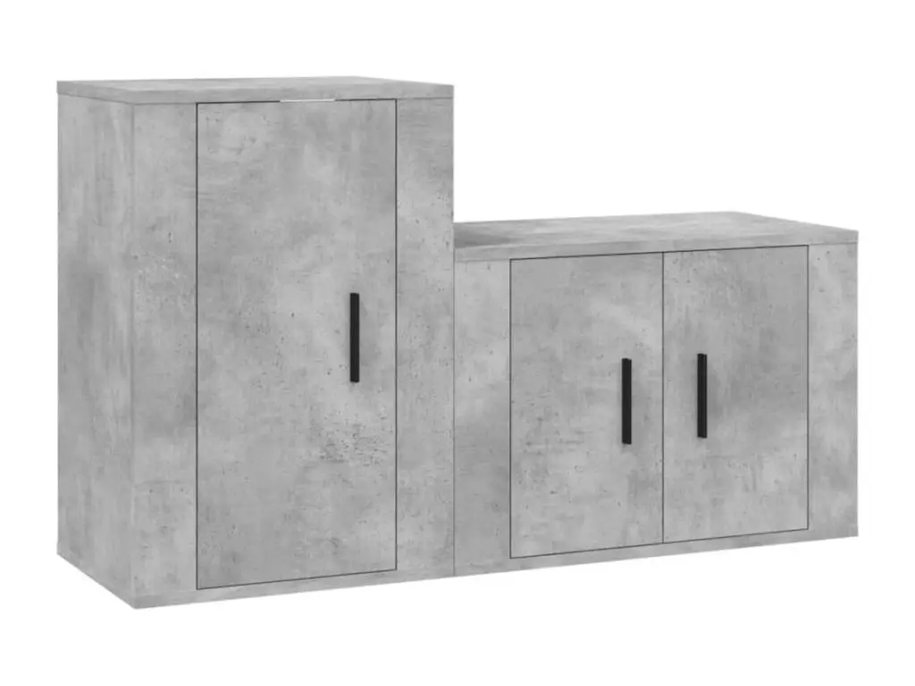 Clicnbuy Ensemble de meubles TV 2 pièces gris béton bois d'ingénierie