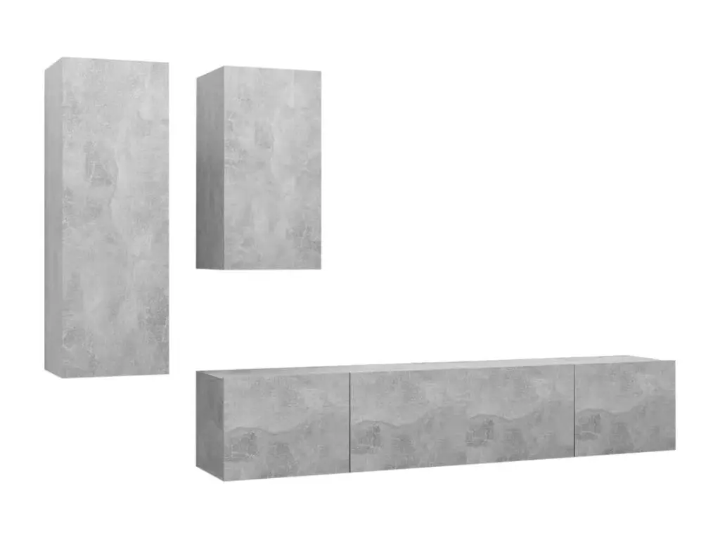 Clicnbuy Ensemble de meuble TV 4 pièces Gris béton Aggloméré