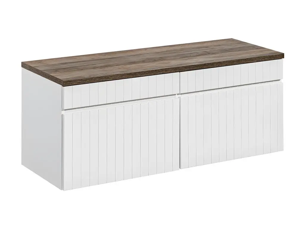 Meuble sous-vasque 120cm plan de toilette Zelie Blanc et Bois