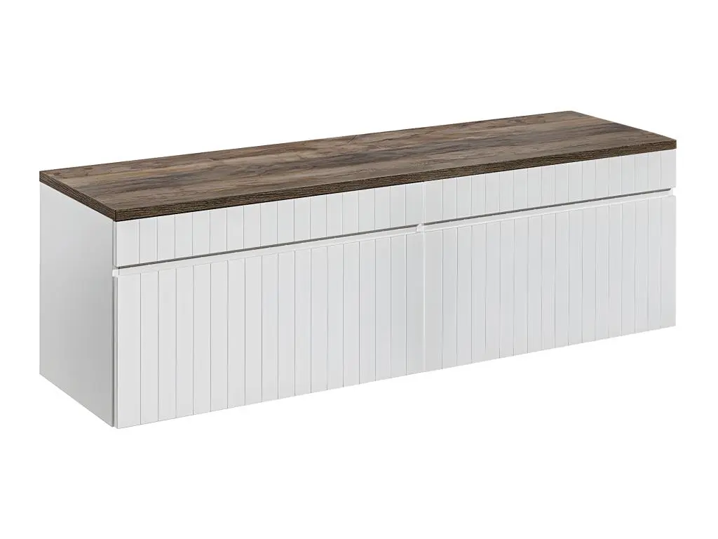 Meuble sous-vasque 160cm plan de toilette Zelie Blanc et Bois