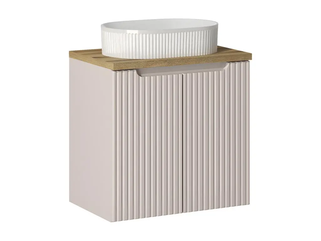 Meuble simple vasque 60cm 2 portes Riva Cachemire et Bois