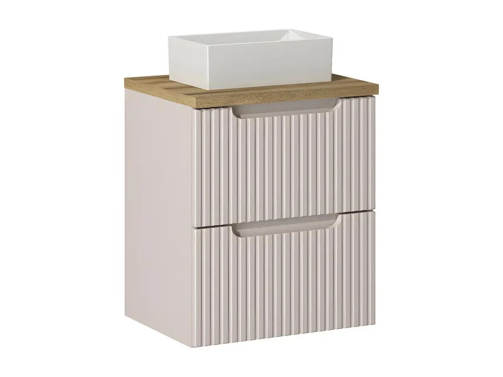 Meuble simple vasque 50cm 2 tiroirs Riva Cachemire et Bois