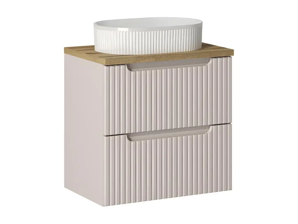 Meuble simple vasque 60cm 2 tiroirs Riva Cachemire et Bois