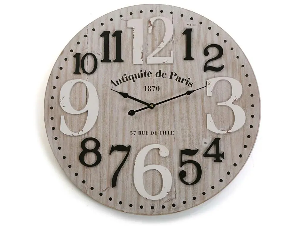 Charleville Horloge Murale pour la Cuisine, Pendule pour Salon, 60 x 4,5 x 60 cm,Bois, Gris et Noir