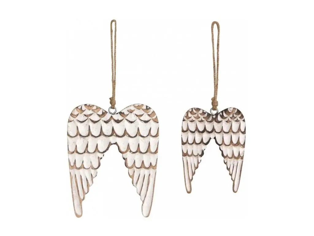 Ailes d'anges en manguier blanchi (Lot de 2)