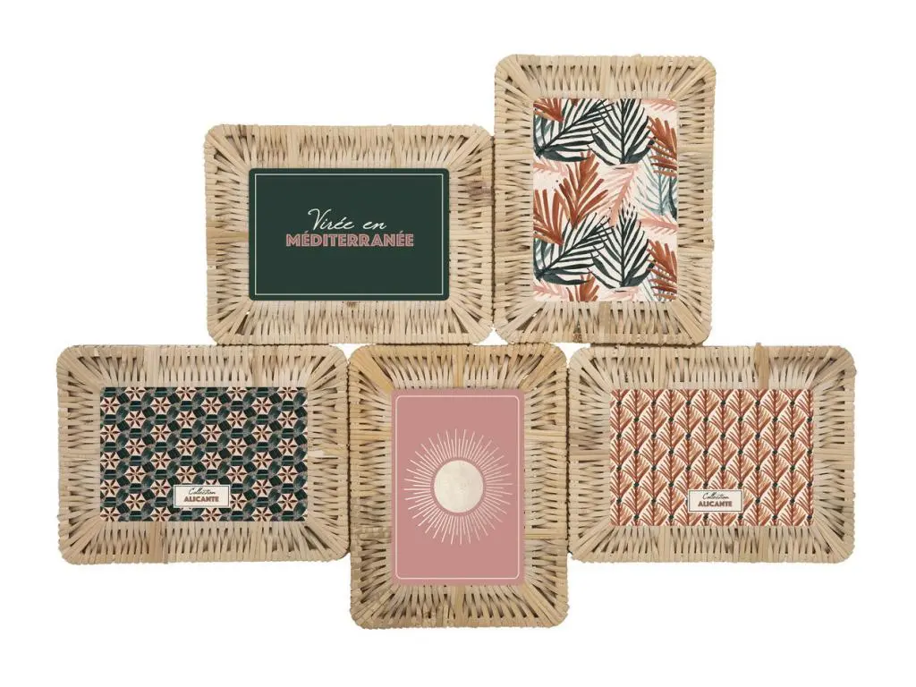 Pêle-mêle Multivues 5 photos en Rotin 57 x 41 cm