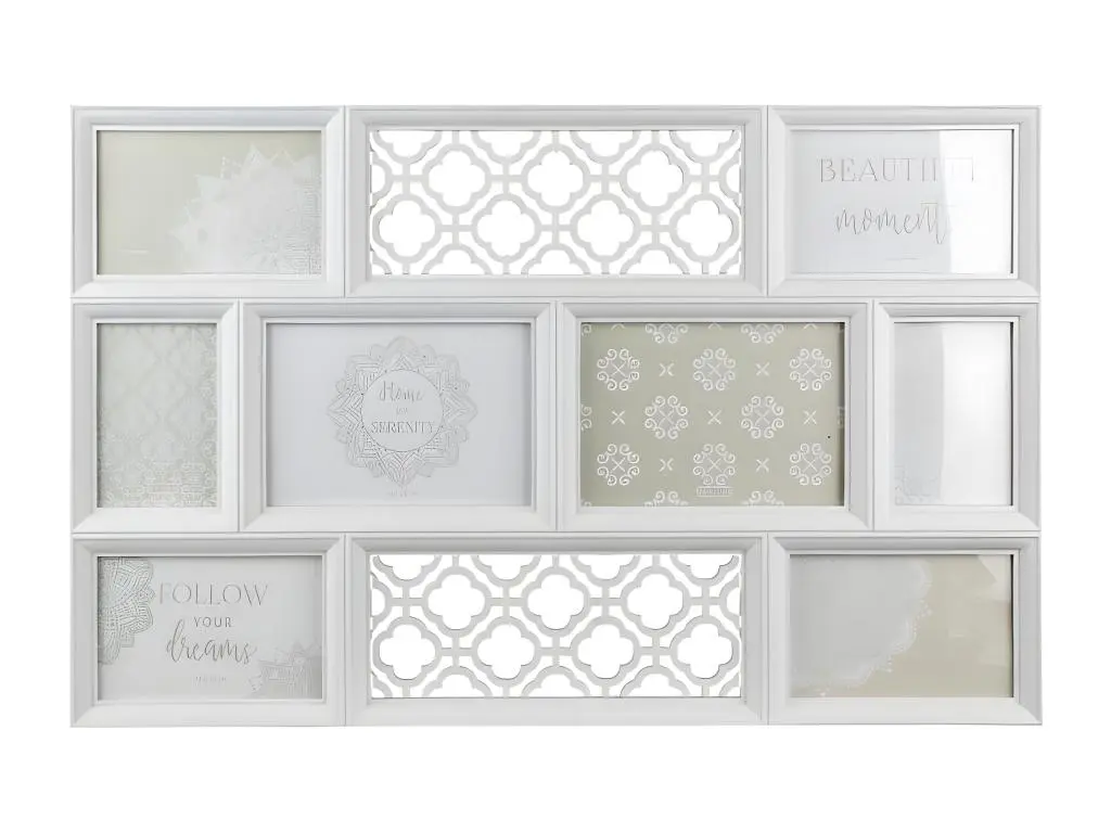 Pêle-Mêle 8 Photos Design "Zerta" 60cm Blanc