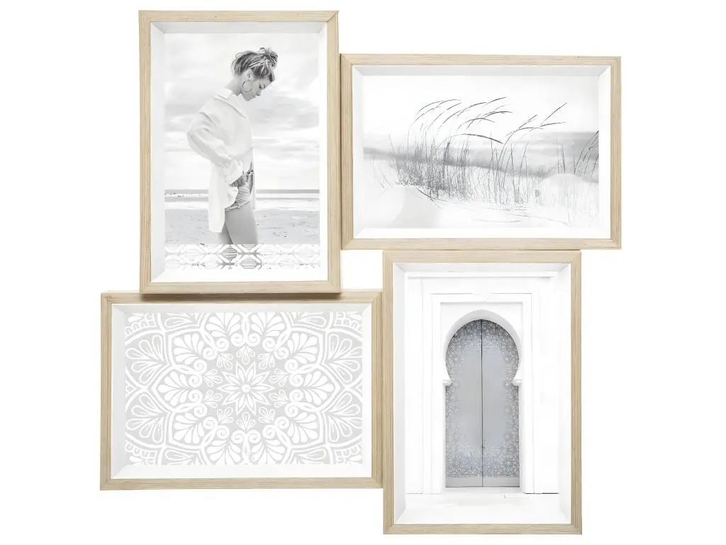 Atmosphera Cadre Pêle-mêle Multivues 4 Photos en bois et verre 31 x 31 cm
