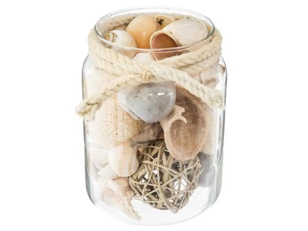 Bocal Déco en Verre "Coquillage" 12cm Beige