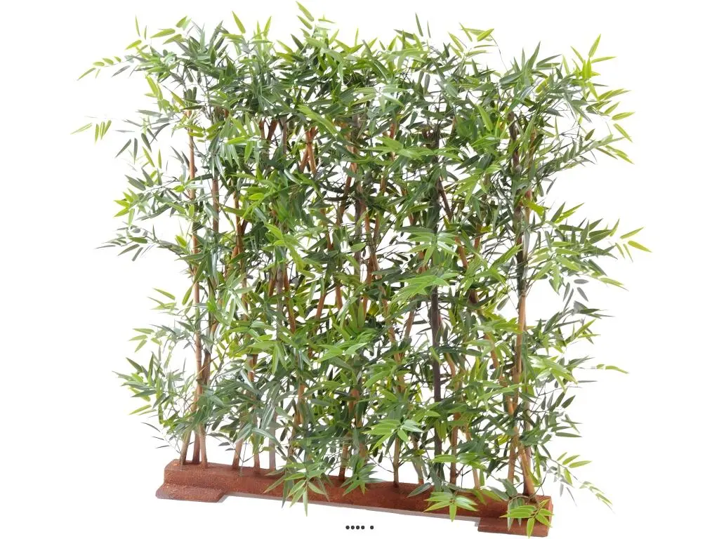 Bambou feuillage PE anti UV en Haie socle bois L110cm H110cm Vert - choisissez votre hauteur: H 110 cm - couleur: Vert