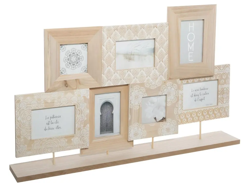Pêle-mêle Multivues à poser en Bois et Verre 7 photos 77.5 x 47 cm