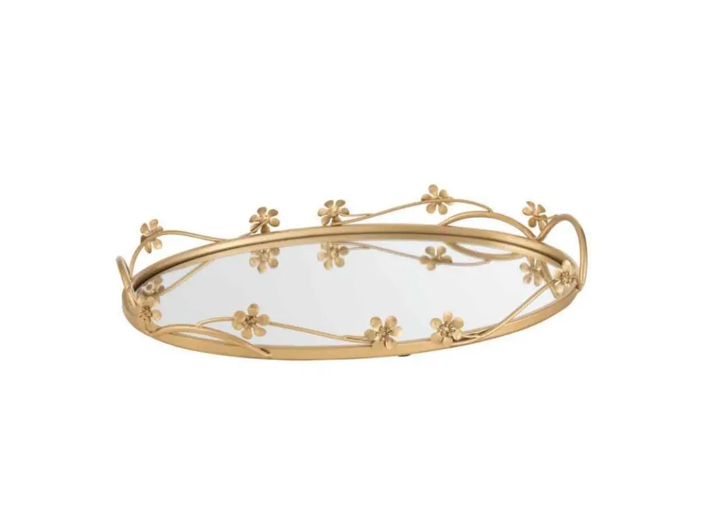 Coupelle Déco avec Miroir "Curama" 51cm Or