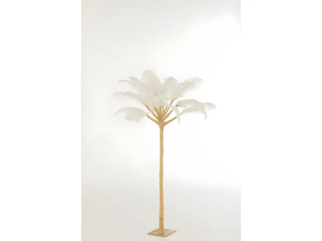 Arbre plumes avec pied en métal or 90x90x120 cm