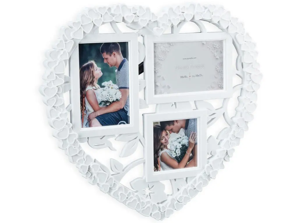 Cadre photos mariage 3 photos galerie mur cadre mural cœur blanc 13_0000596