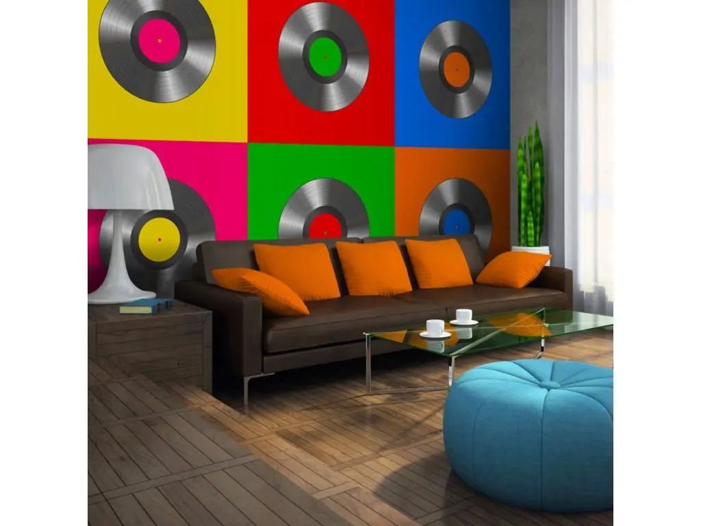 Papier peint disque vinyle (pop art) - 300 x 230 cm