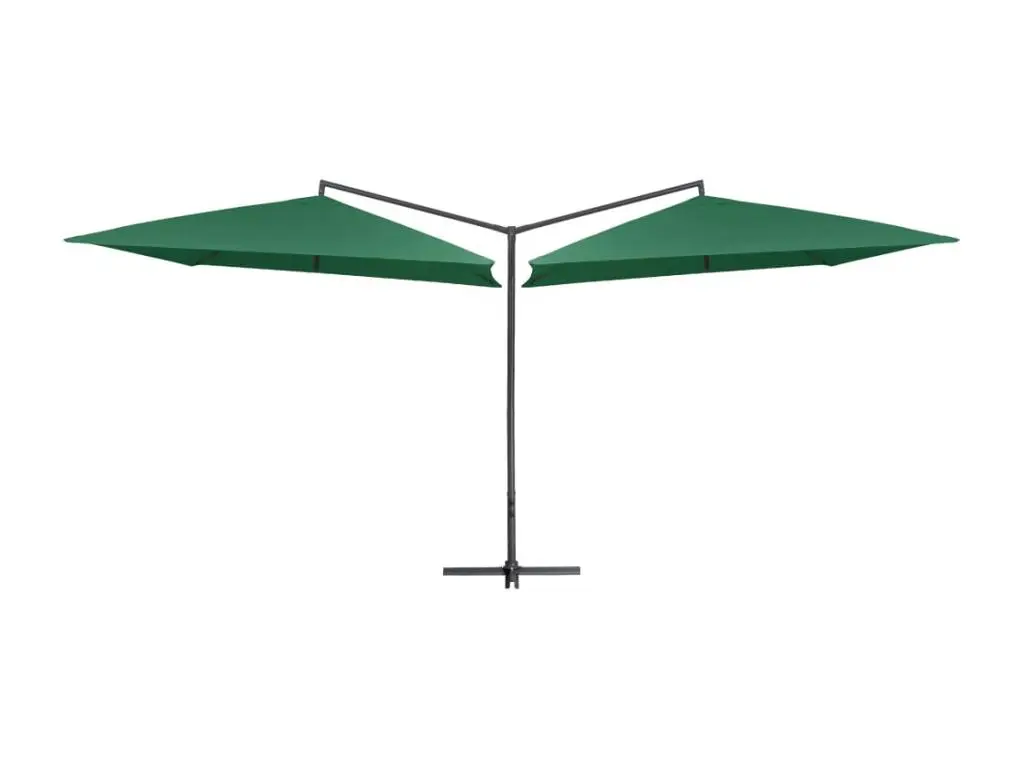 Parasol double avec mât en acier 250 x 250 cm Vert