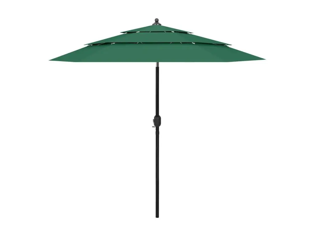 Parasol à 3 niveaux avec mât en aluminium Vert 2,5 m