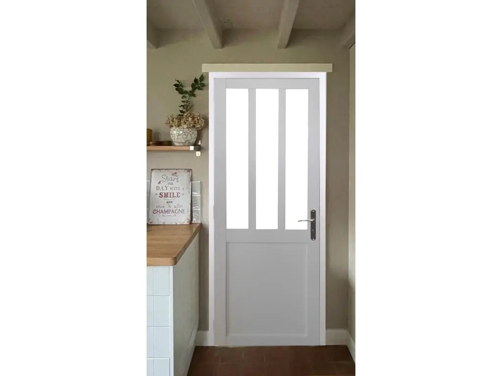 Bloc Porte Atelier BLANC H204 x L83 Poussant Droite Côtes Tableau GD MENUISERIES