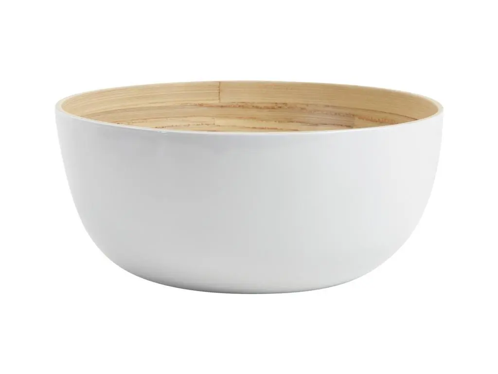 Corbeille en bambou laqué Blanc Ø25