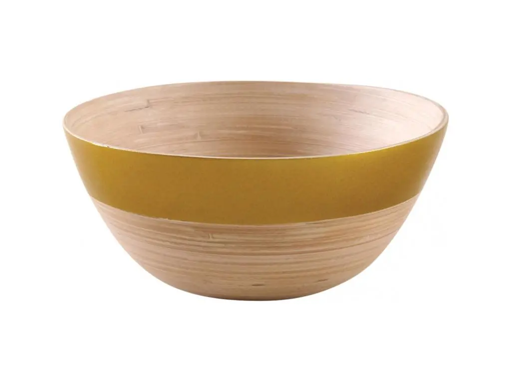 Corbeille en bambou naturel et laqué or