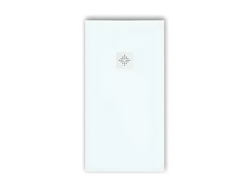 Receveur de douche 100 x 140 cm extra plat PURE en résine surface ardoisée blanc Grille blanche